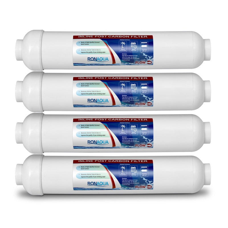 Ronaqua T33 Inline Coconut Grade Activated Carbon Pre/Post Membrane Filter for Taste and Odor Reduction WELL-MATCHED with AICRO, K2533JJ, FT15, IC-100A (Set of 4) - Image 1